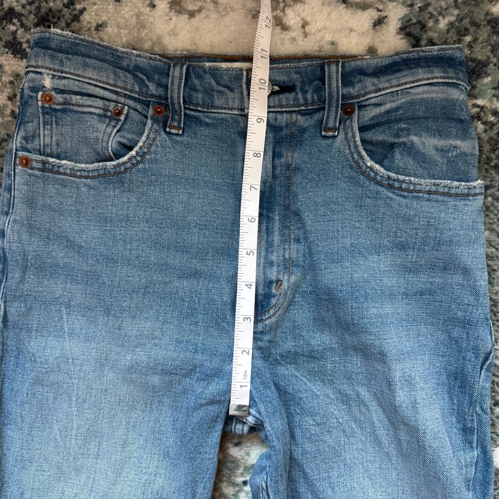 Size 26 2 Short The Mom High Rise Jeans Abercrombie & Fitch Blue Straight Leg - Picture 11 of 15